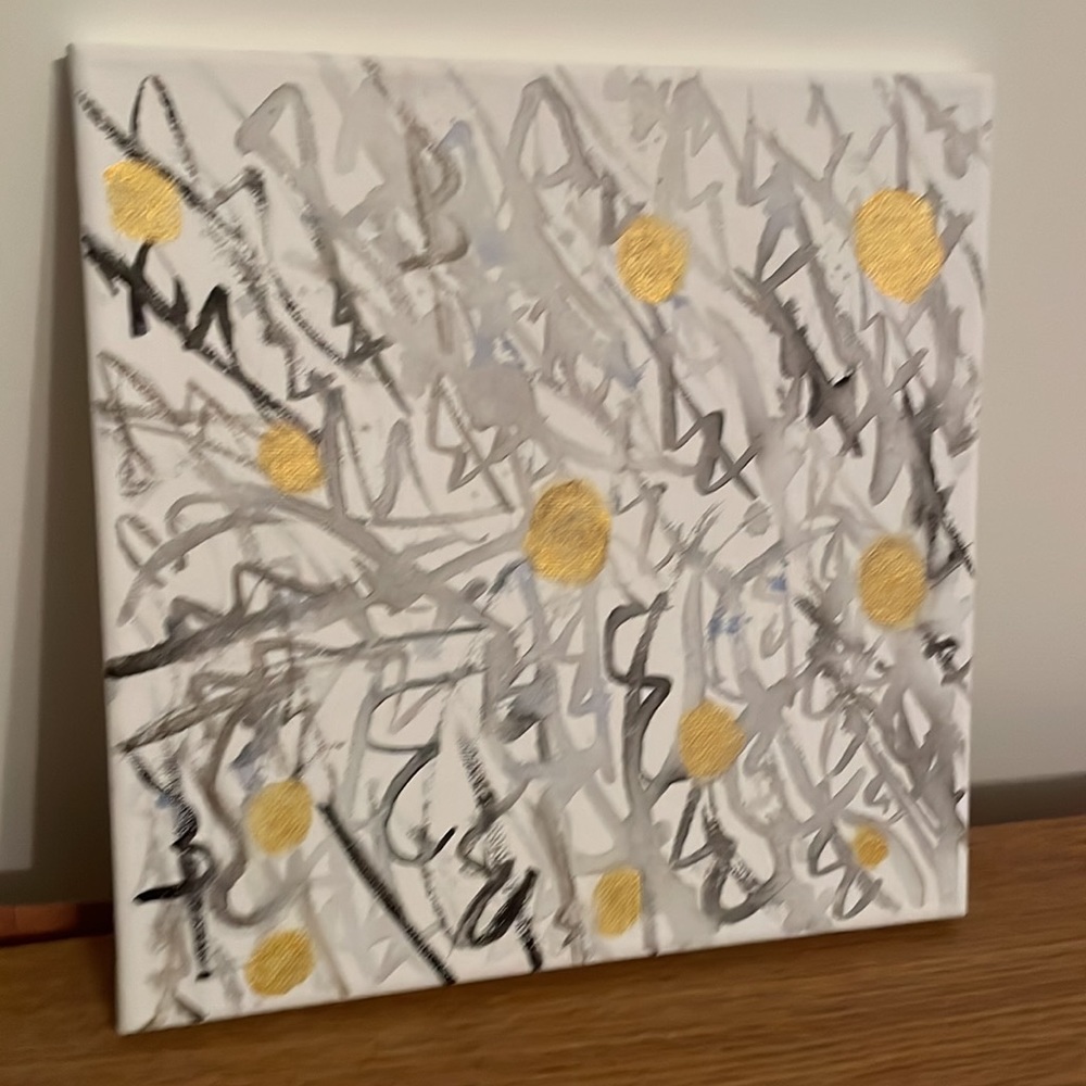 NEW Black and Gold Abstract Artwork (8x8inch Canvas Painting)